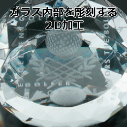ガラス内部に彫刻する2Dレーザー加工。