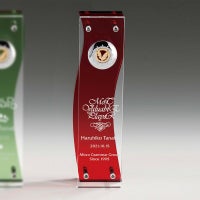 アクリル楯 ヴィーナスアワード・ウェーブ〔Wave〕カーマインレッド WIN-ZVAL-1241 （300×85mm）