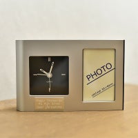 プレートタイプ・ペンスタンドアナログクロック・ミニフォトフレーム付き